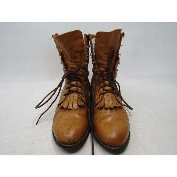 Justin Mens Size 7 D Brown Leather Lace Up Kilt Cowboy Western Boots main image 8